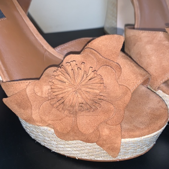 Nine West Winflower Chunky Block Heel Strappy Sandals Brown Leather - Picture 7 of 14